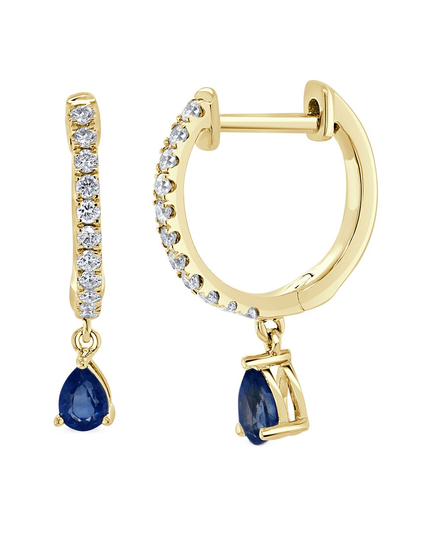 Sabrina Designs 14k Gold Diamond & Sapphire Pear Shape Drop Earring In Yellow