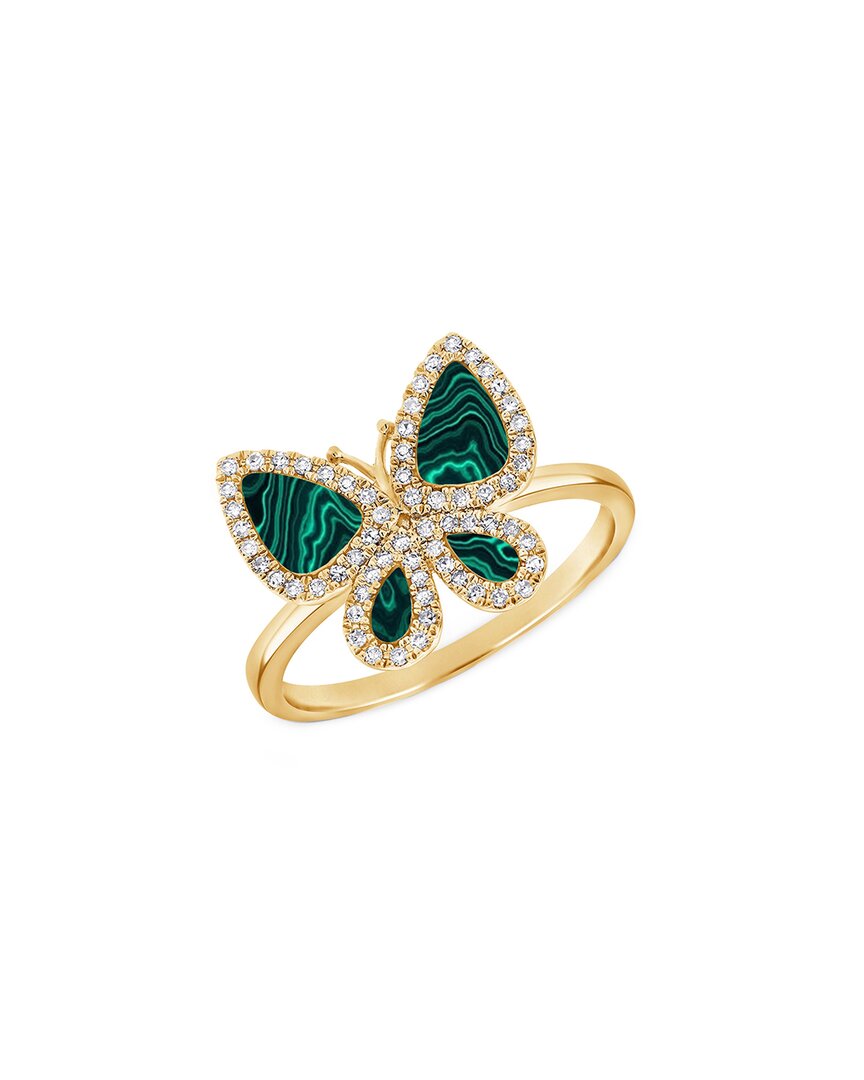 Sabrina Designs 14k 1.15 Ct. Tw. Diamond & Malachite Butterfly Ring
