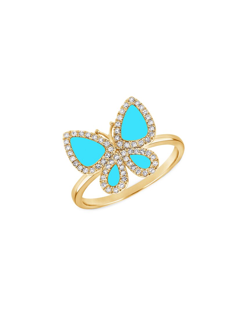 Sabrina Designs 14k 0.56 Ct. Tw. Diamond & Turquoise Butterfly Ring