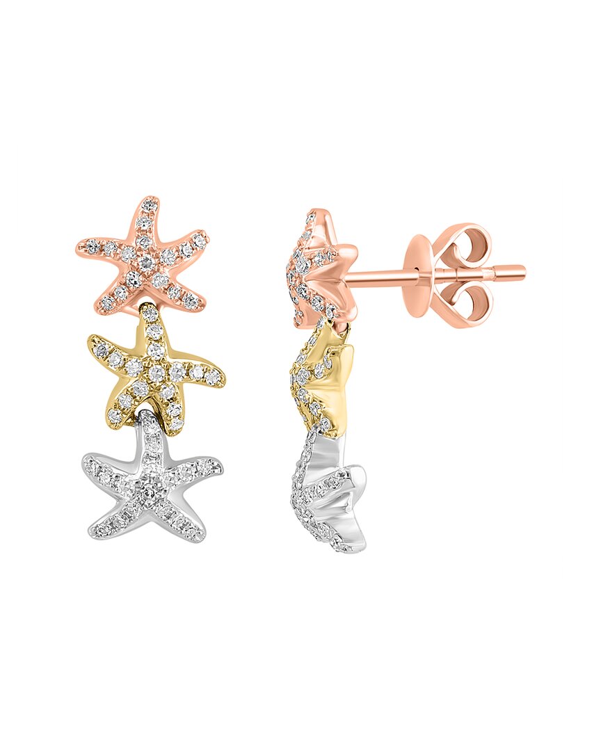 Effy Fine Jewelry Effy 14k Tri-tone 0.33 Ct. Tw. Diamond Earrings In Gold