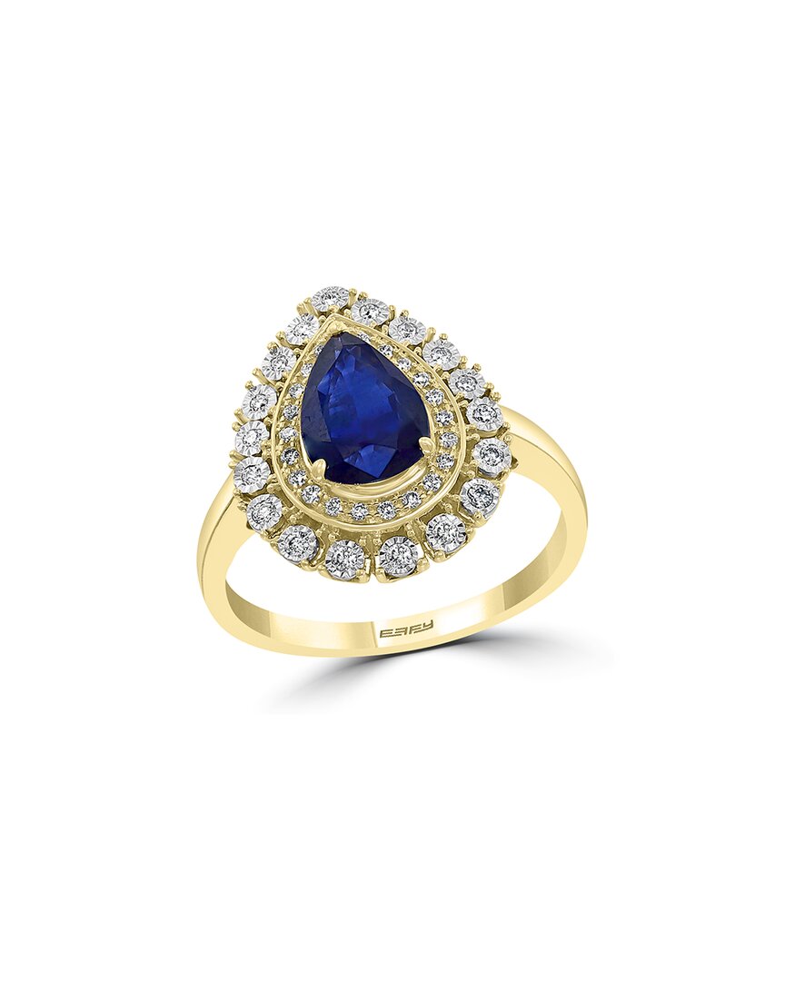 Effy Fine Jewelry 14k Two-tone 1.52 Ct. Tw. Diamond & Blue Sapphire Ring