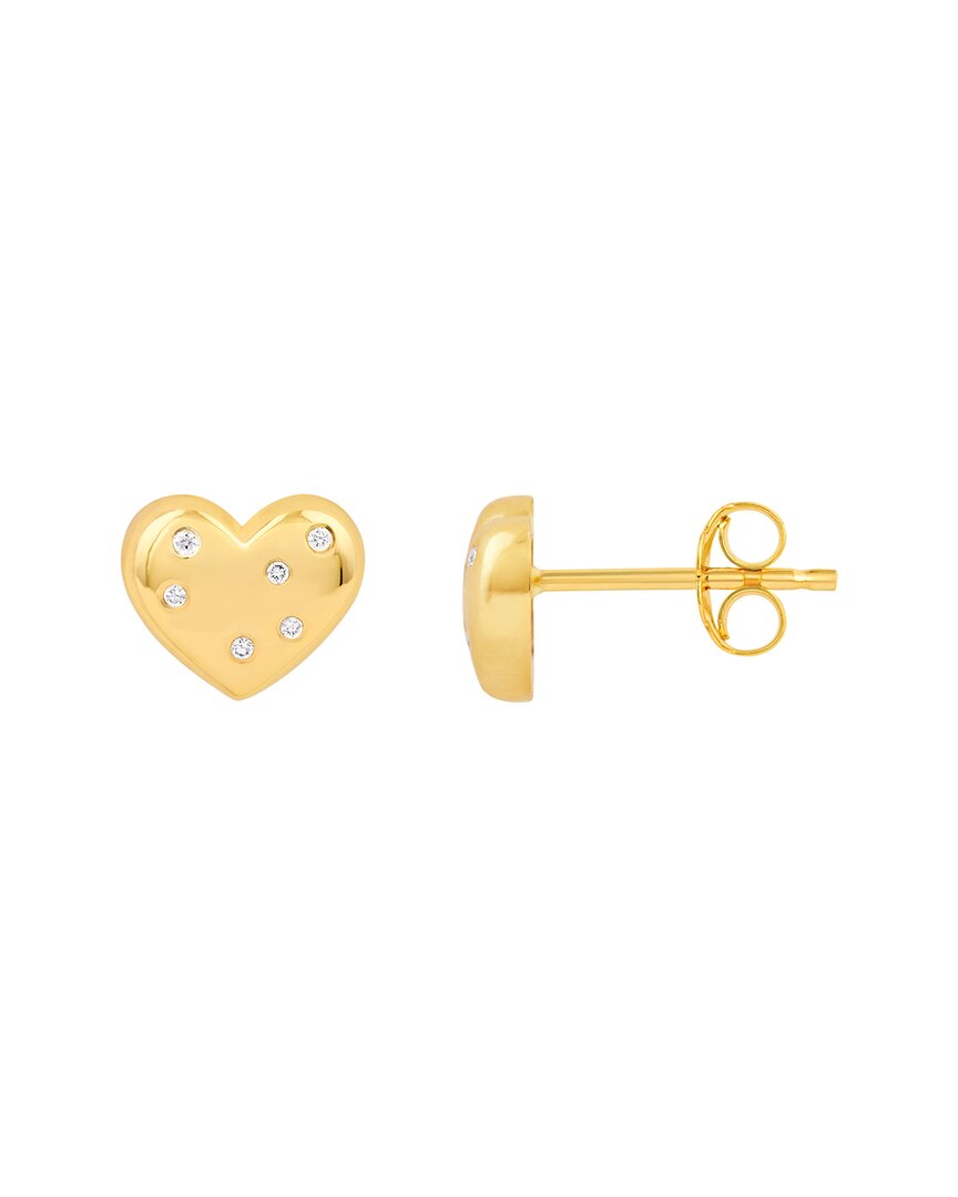 Hawley St 1/20tcw Diamond Puffy Heart Stud Earrings In Gold