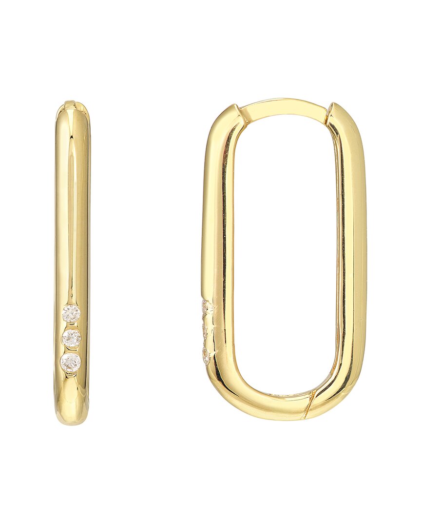 Hawley St Diamond Paper Clip Hoop Earrings In Brown