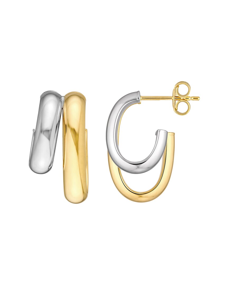 Hawley St Two-tone Side By Side Open Hoop Earrings In Brown