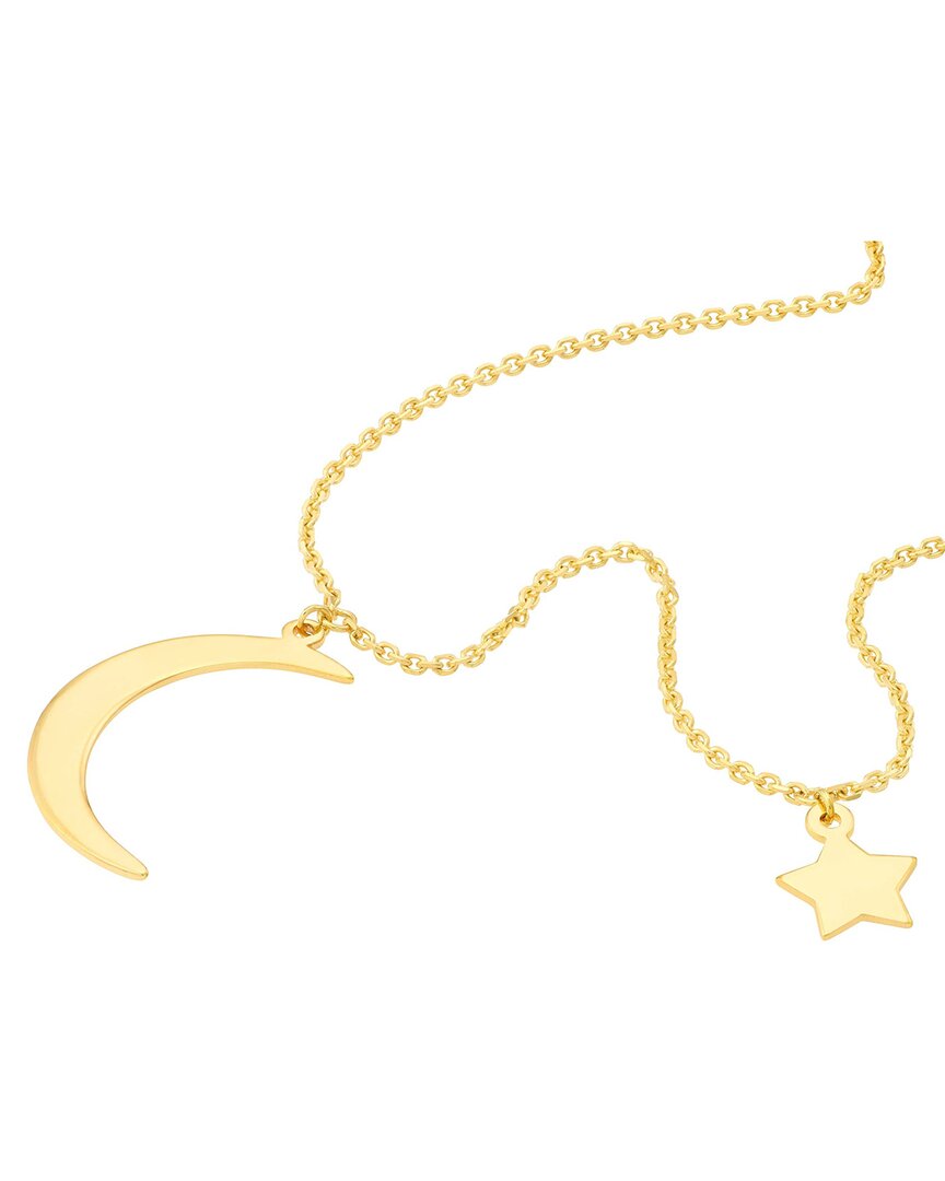 Hawley St Crescent Moon With Star Dangle Necklace In Gold