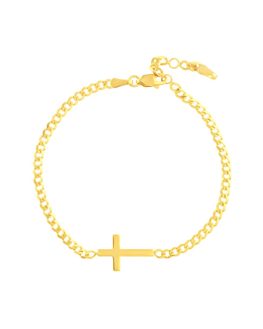 Hawley St Cross On Curb Chain Bracelet In Gold