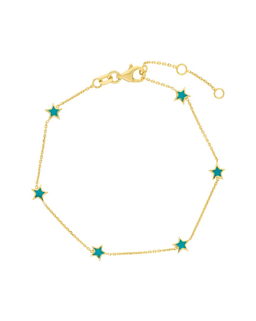 Hawley St Turquoise Enamel Star Station Bracelet In Gold