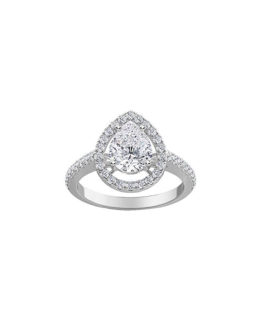 Diana M. Fine Jewelry 14k 1.33 Ct. Tw. Diamond Halo Half-eternity Ring In Metallic