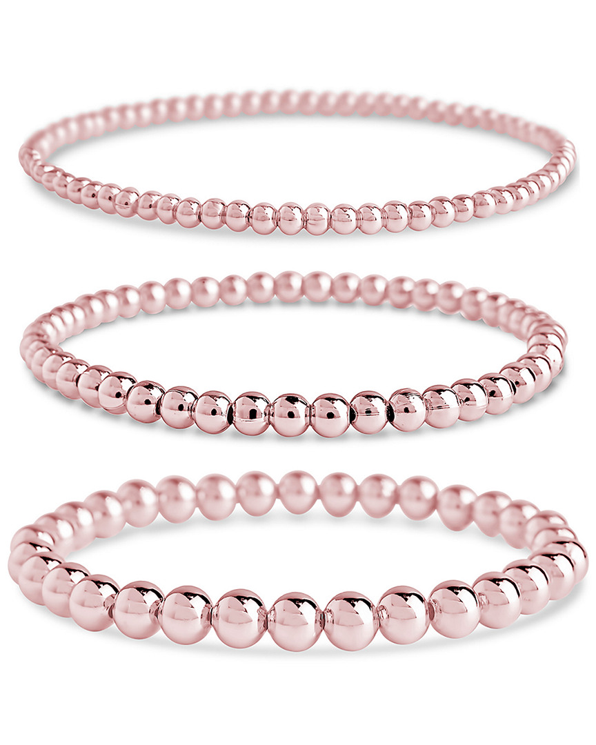 Sterling Forever Women's 3-piece 14k Rose Goldplated Beaded Stretch Bracelet Set