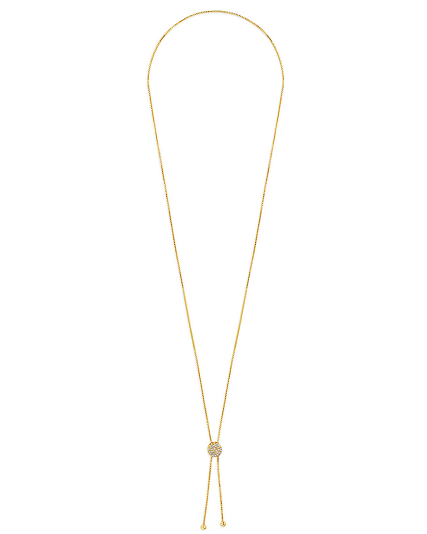 Sterling Forever 14k Plated Cz Slider Bolo 30in Necklace