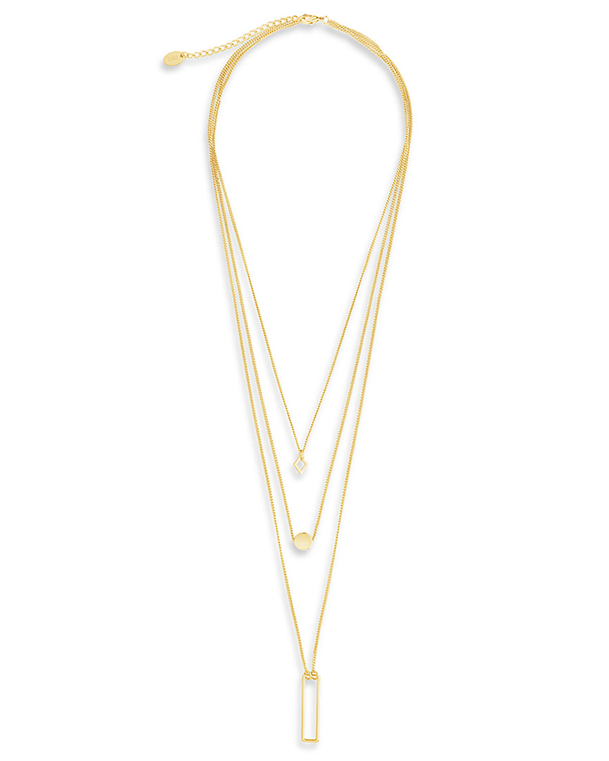 Sterling Forever 14k Plated Geometric Multi Layer Necklace