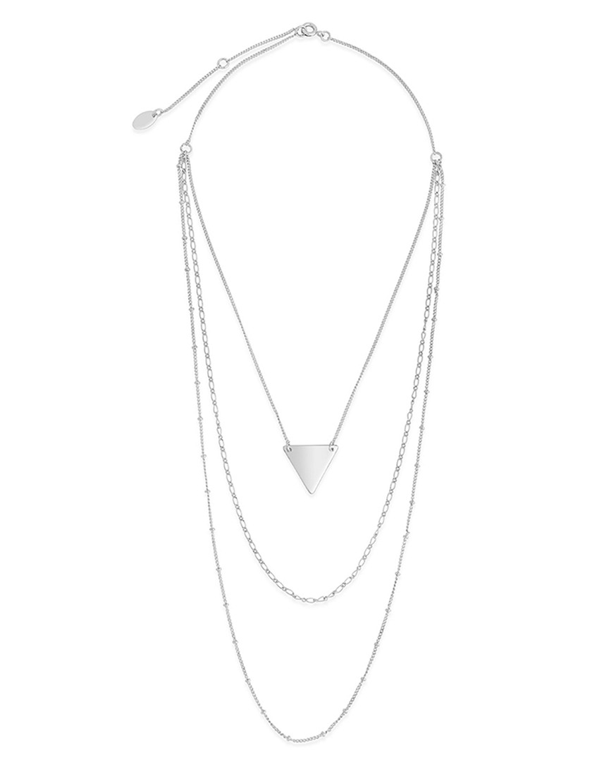 Sterling Forever Rhodium Plated Triangle Layered Necklace