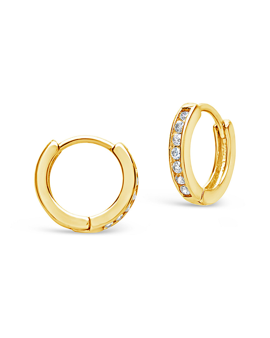 Sterling Forever 14k Over Silver Cz Micro Hoops