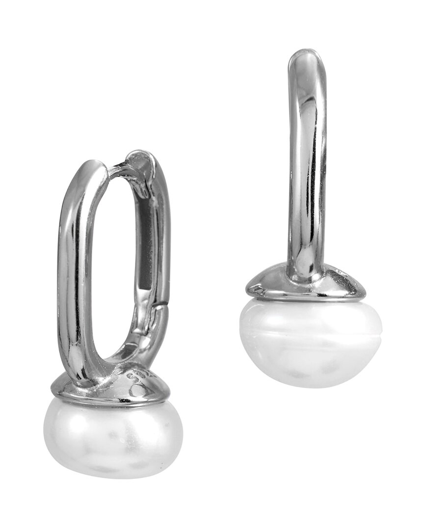 Savvy Cie Silver Pearl Paperclip Earrings