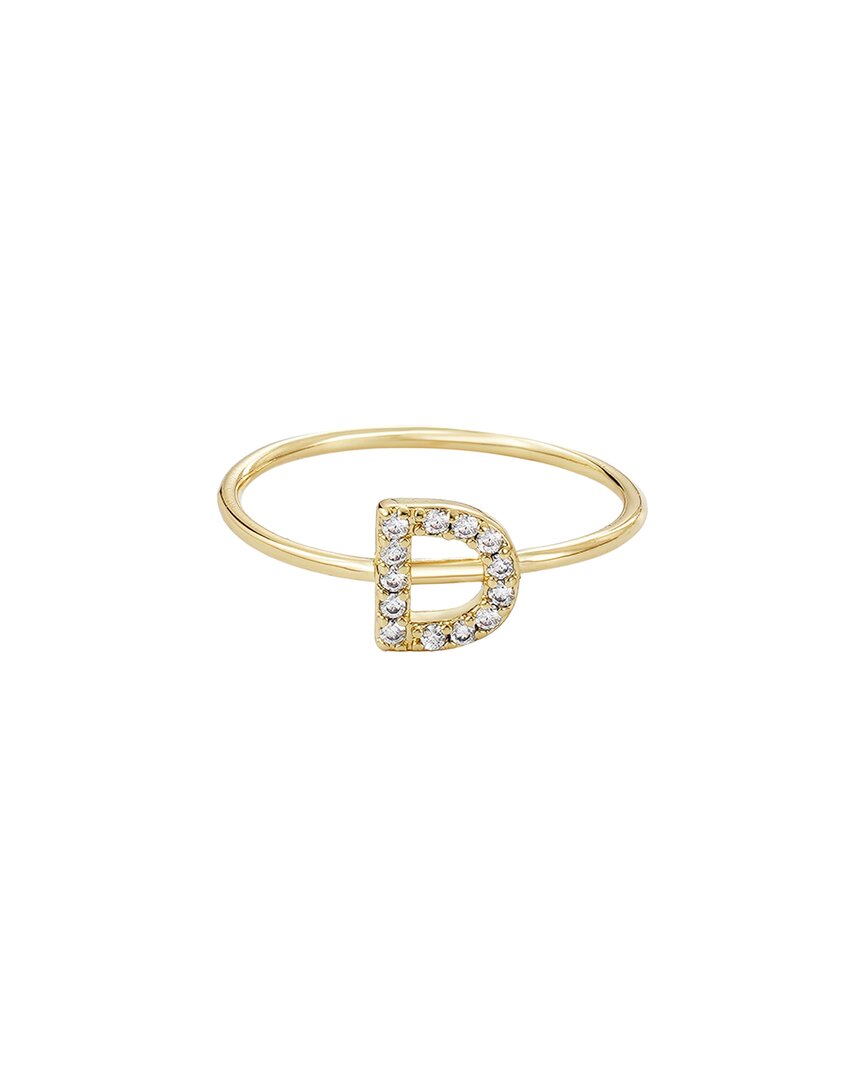 Adornia Gold Cubic Zirconia Pave Initial Ring A Sz 6