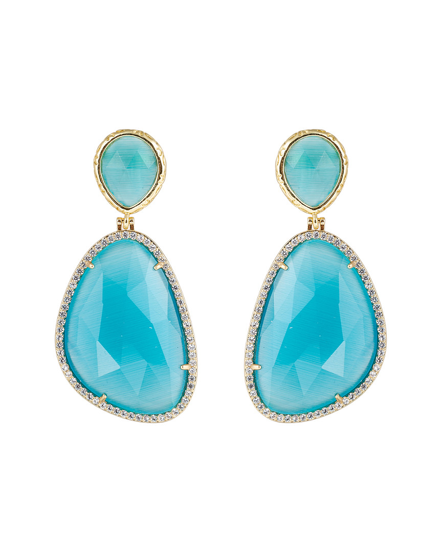 Eye Candy La The Luxe Collection 14k Plated Blue Onyx Earrings