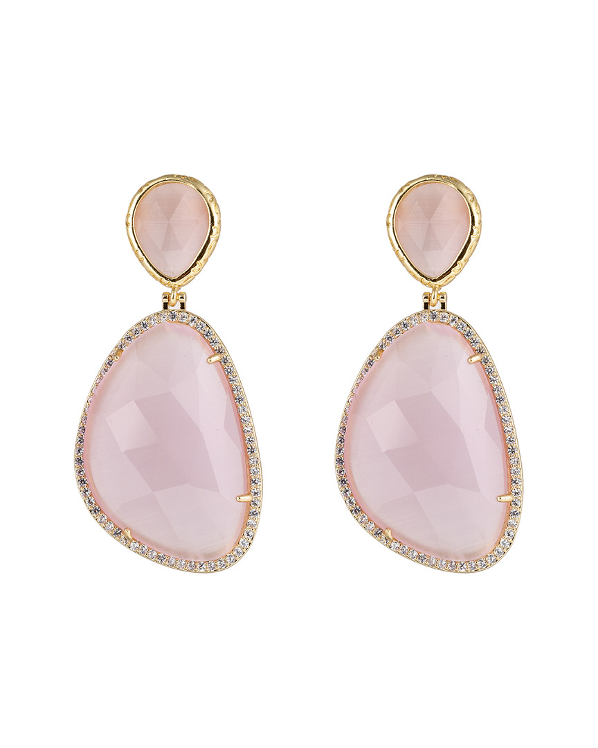 Eye Candy La Eye Candy Los Angeles The Luxe Collection 14k Plated Rose Quartz Earrings