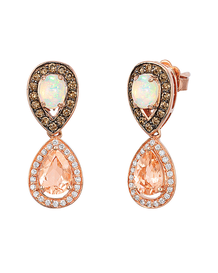 Shop Le Vian 14k Rose Gold 1.82 Ct. Tw. Diamond & Peach Morganite Earrings