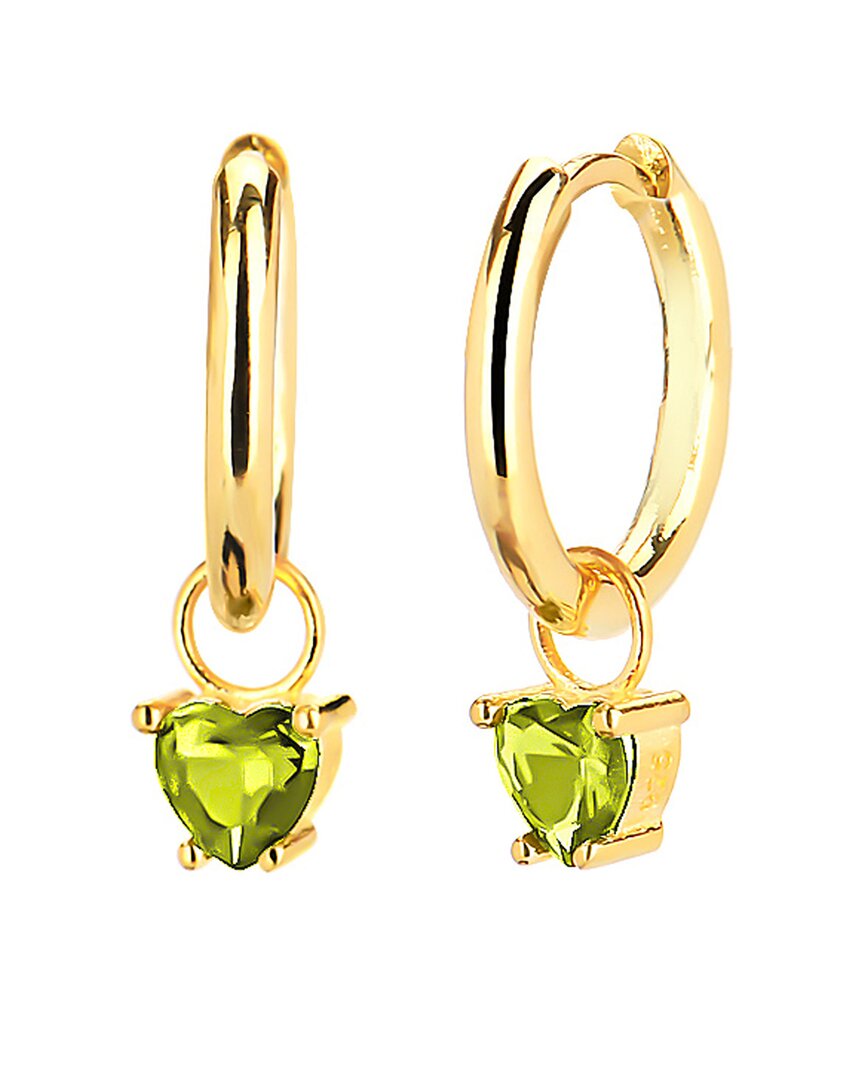 Gabi Rielle 14k Over Silver Cz Dangling Heart Hoops