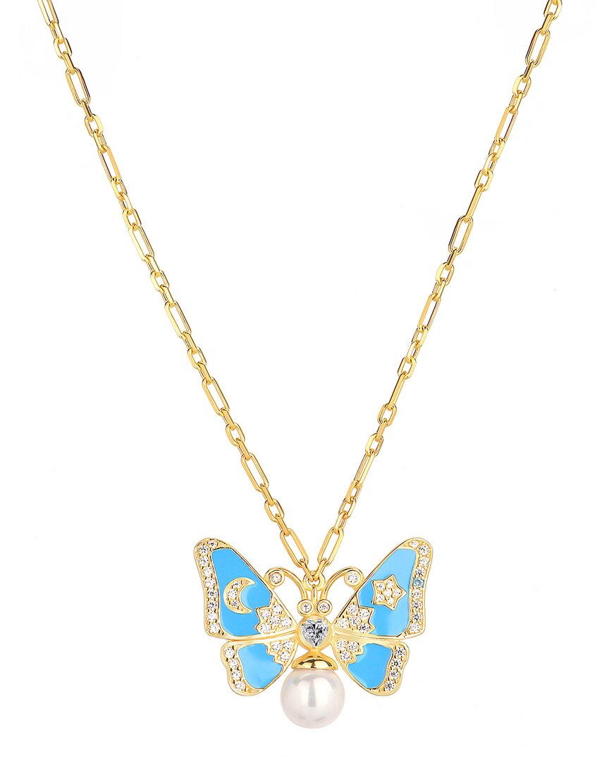Gabi Rielle 14k Over Silver Cz Butterfly Necklace