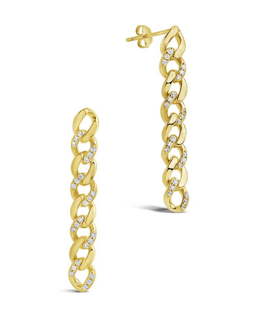 Sterling Forever 14k Plated Cz Cuban Chain Link Drop Earrings