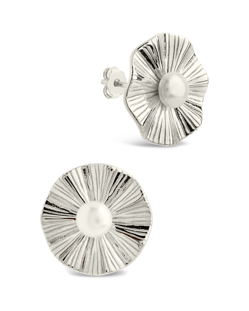 Sterling Forever Silver 5-6mm Pearl Textured Disc Studs