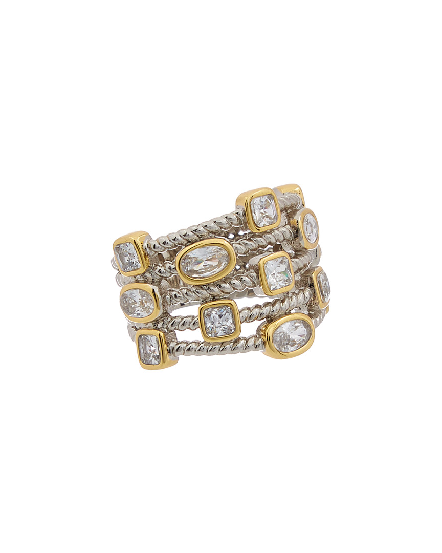Image of Juvell K Two-Tone Plated White Topaz Twisted Cable Multi Row Ring