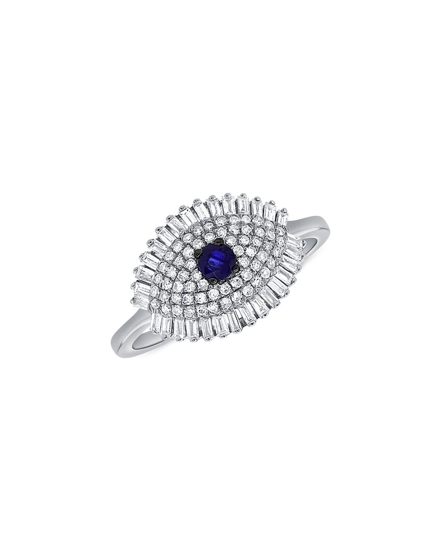 Sabrina Designs 14k 0.65 Ct. Tw. Diamond & Sapphire Evil Eye Ring In Metallic