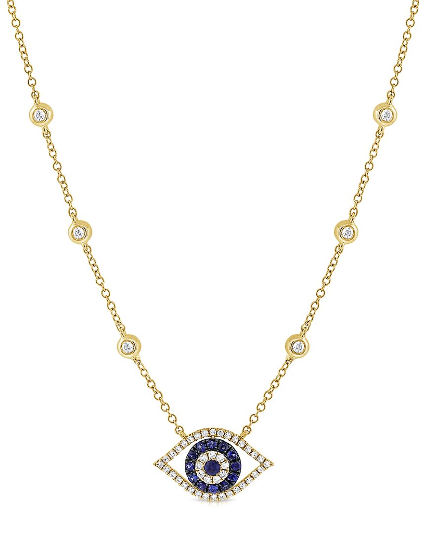 Sabrina Designs 14k 0.39 Ct. Tw. Diamond & Sapphire Layered Evil Eye Necklace In Gold