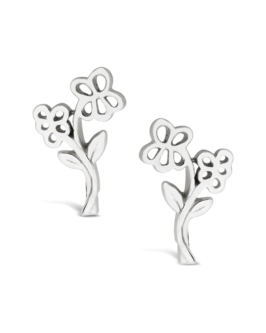 Sterling Forever Silver Birth Flower February Violet Studs