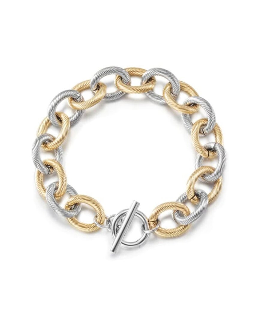 Jane Basch Cool Steel Plated Twisted Cable Bracelet