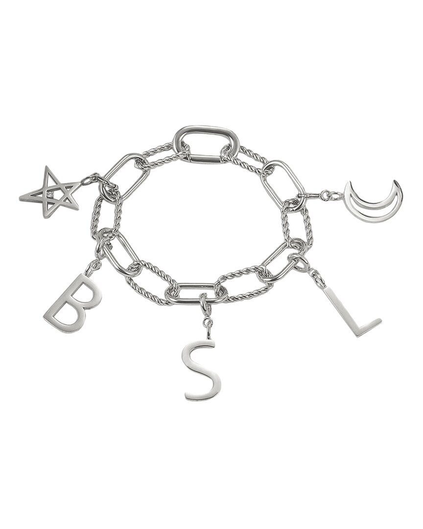 Jane Basch Cool Steel Stainless Steel Initial Charm Bracelet (a-z)