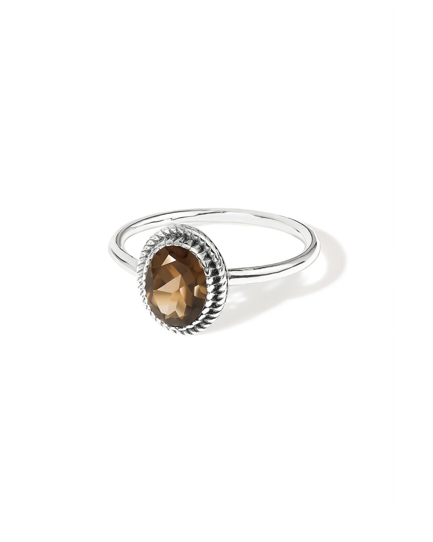 Tiramisu Silver 1.00 Ct. Tw. Smoky Quartz Solitaire Ring In Silver