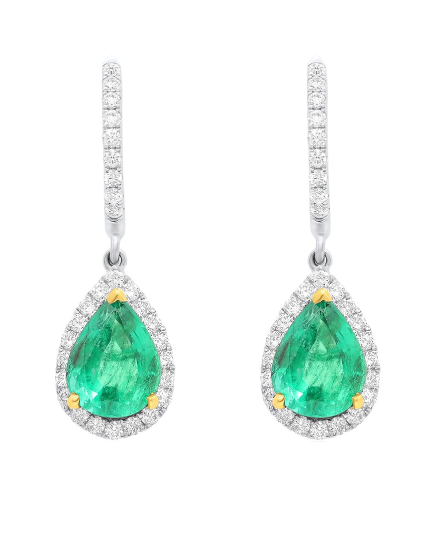 Diana M. Fine Jewelry 18k 3.58 Ct. Tw. Diamond & Emerald Earrings