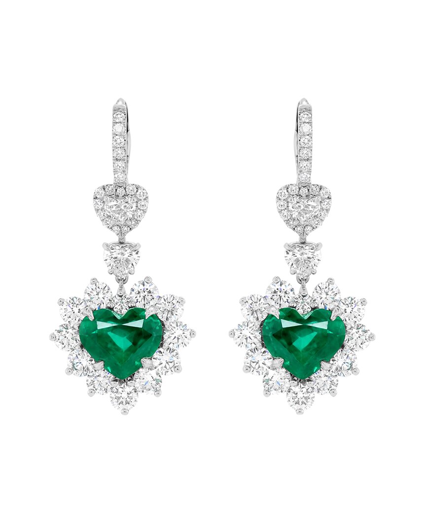 Diana M. Fine Jewelry 18k 16.16 Ct. Tw. Diamond & Emerald Earrings