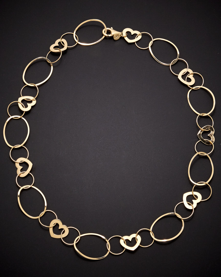 Italian Gold Heart Link Necklace