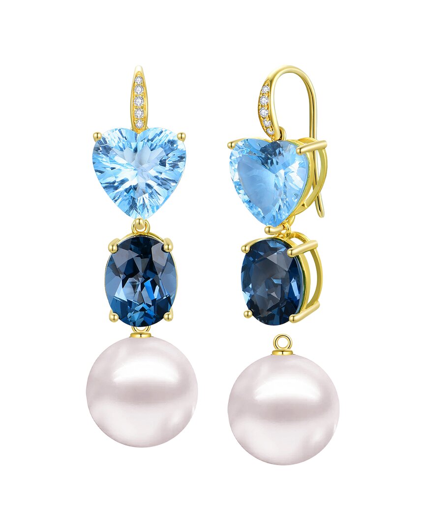 Kai Fine Jewelry 14k 16.25 Ct. Tw. Diamond & Topaz & 12-13mm Pearl