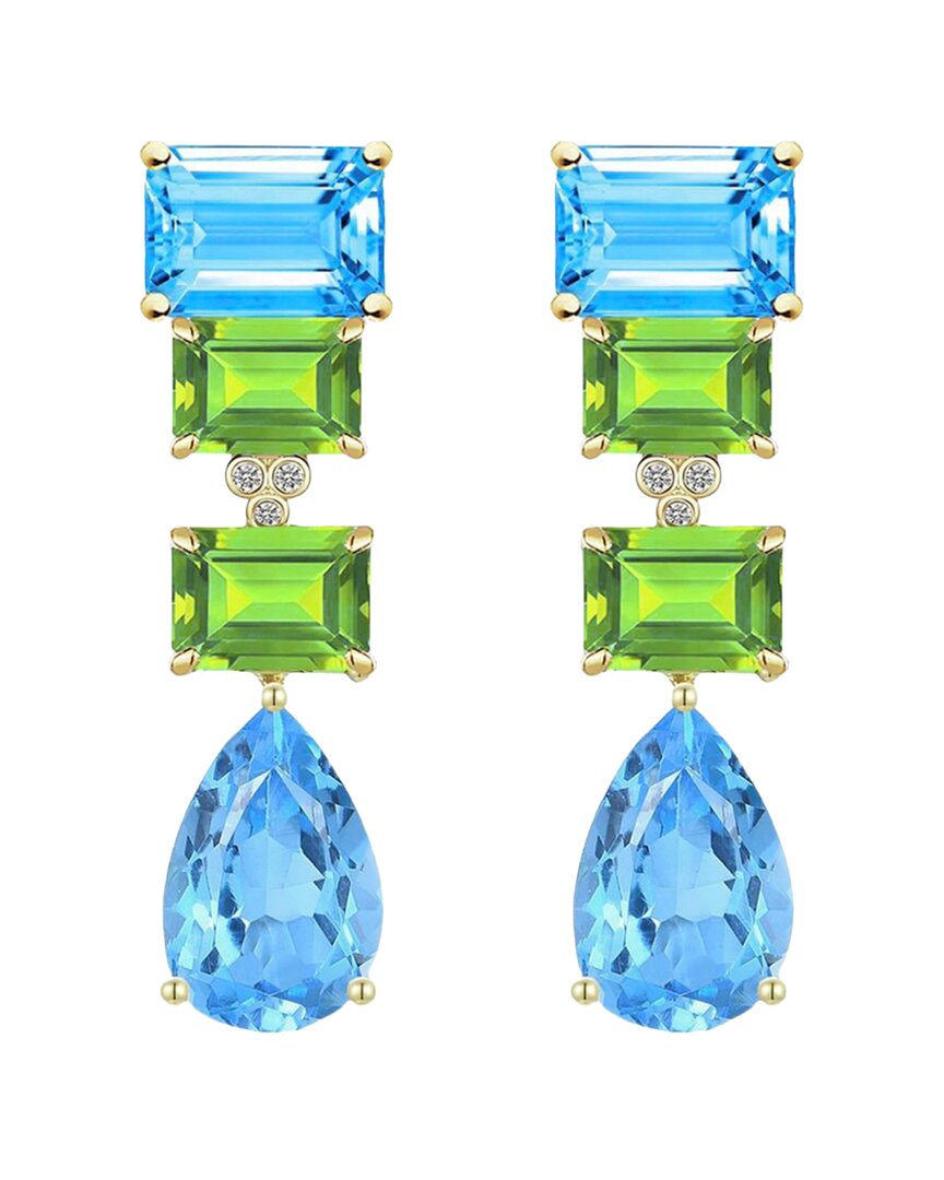 Kai Fine Jewelry 14k 17.03 Ct. Tw. Diamond & Gemstone Drop Earrings In Blue