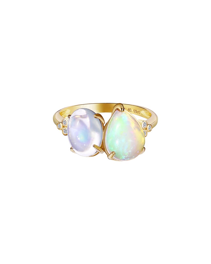 Kai Fine Jewelry 14k 2.63 Ct. Tw. Diamond & Moonstone; Opal Cocktail Ring In Gold