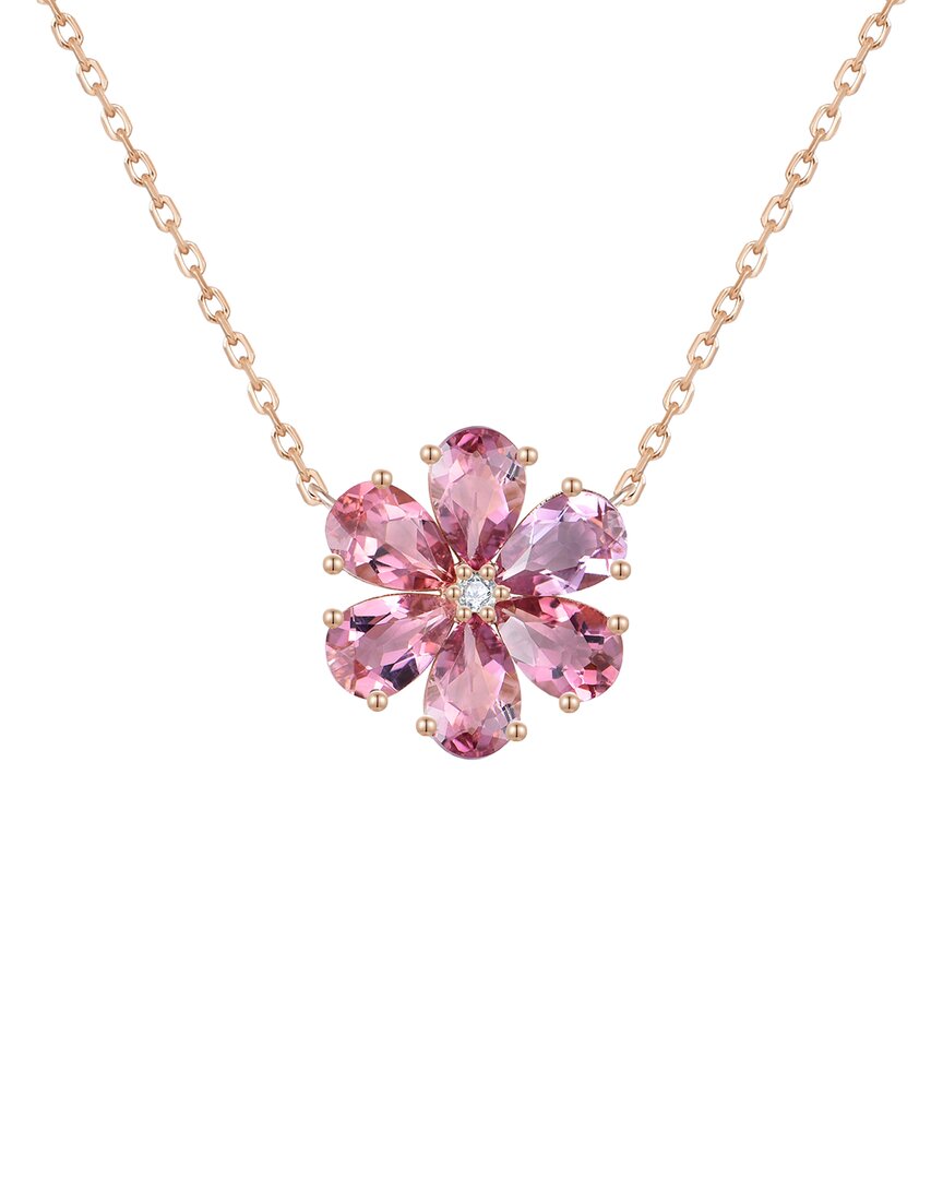 Kai Fine Jewelry 14 Rose Gold 2.82 Ct. Tw. Diamond & Pink Tourmaline Necklace