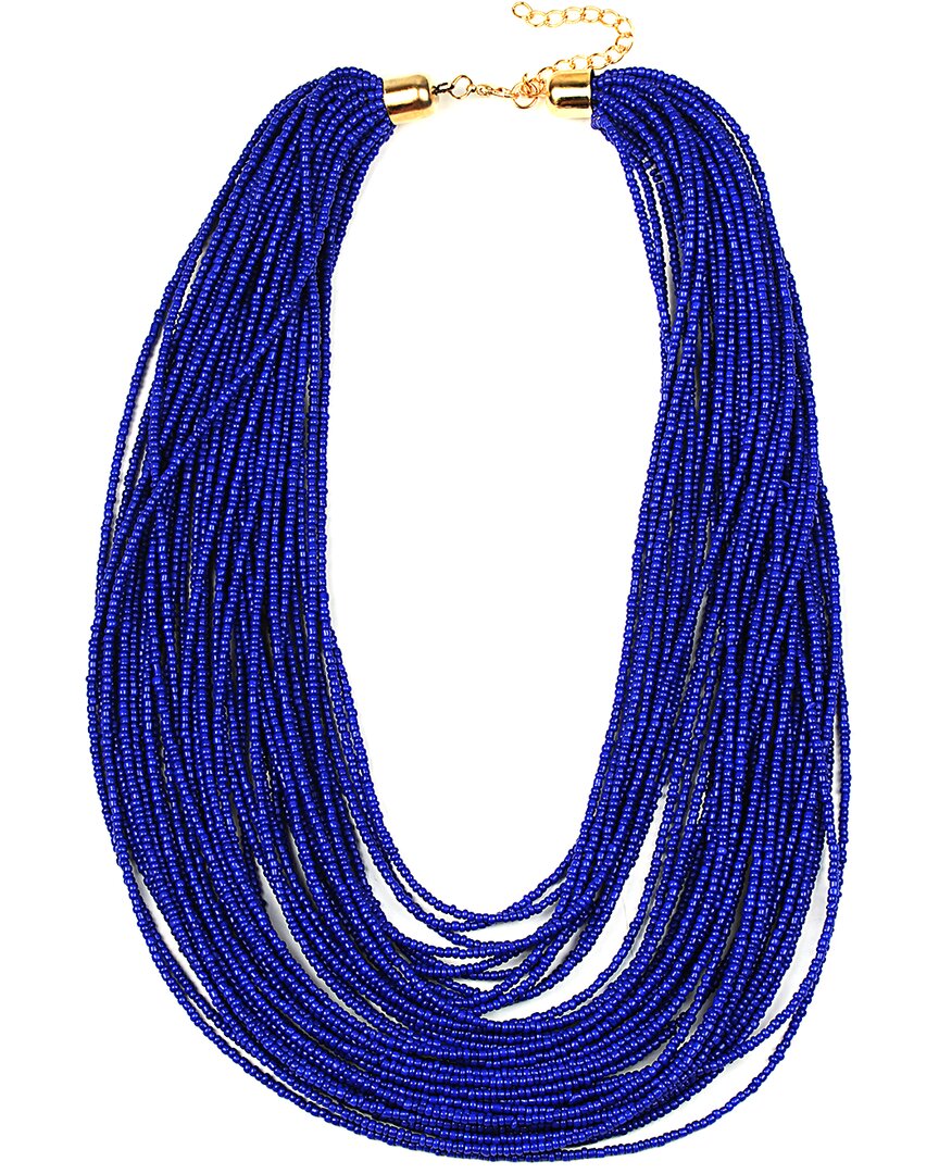 Eye Candy La Sparkly String Necklace In Blue