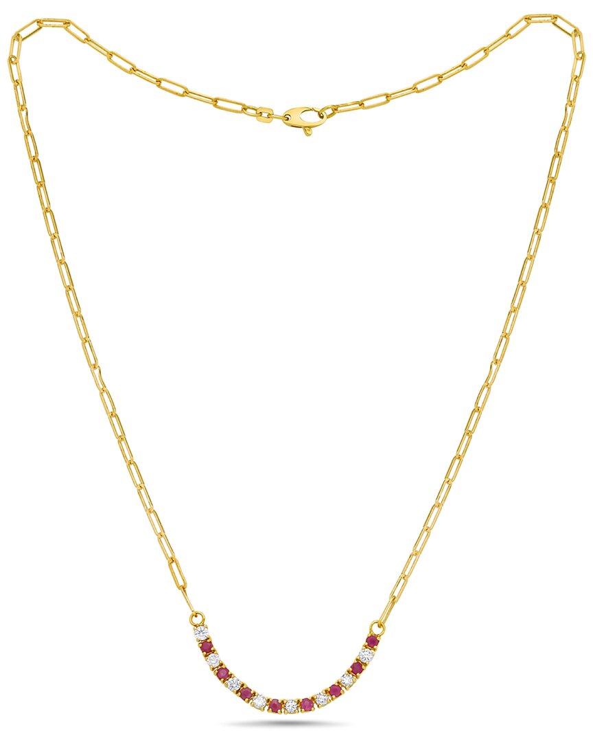 Forever Creations Signature Forever Creations 14k 1.20 Ct. Tw. Diamond & Ruby Bar Necklace