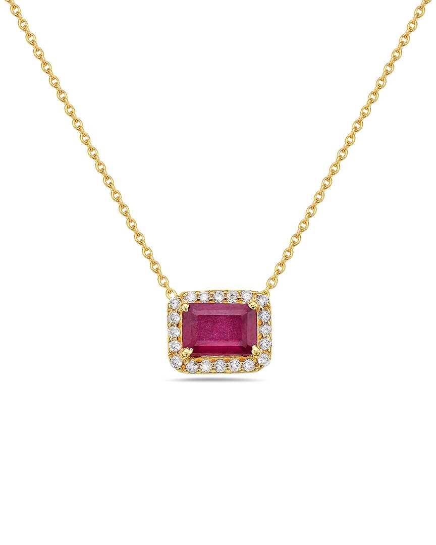 Forever Creations Signature Forever Creations 14k 1.51 Ct. Tw. Diamond & Ruby Halo Necklace