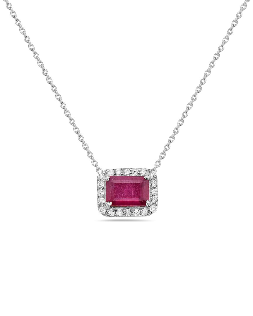 Shop Forever Creations Signature Forever Creations 14k 1.51 Ct. Tw. Diamond & Ruby Halo Necklace