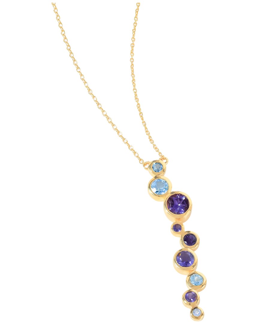 Tiramisu 14k Over Silver 1.14 Ct. Tw. Gemstone Drop Necklace In Gold