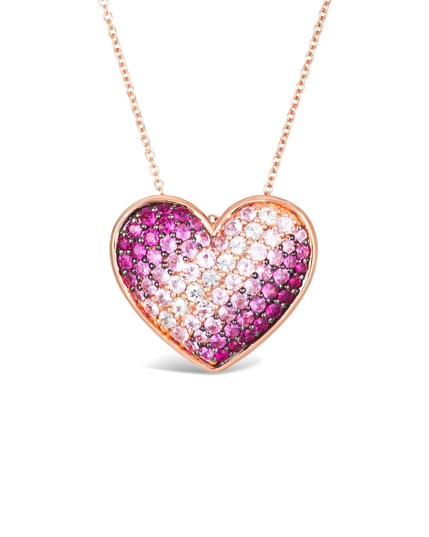 Le Vian Strawberry Ombre Pink Sapphire Heart 18" Pendant Necklace (1-7/8 Ct. T.w.) In 14k Rose Gold In Purple
