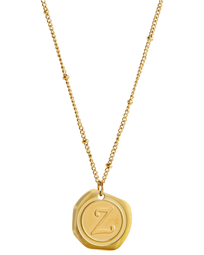Savvy Cie 18k Plated Coin Initial Necklace