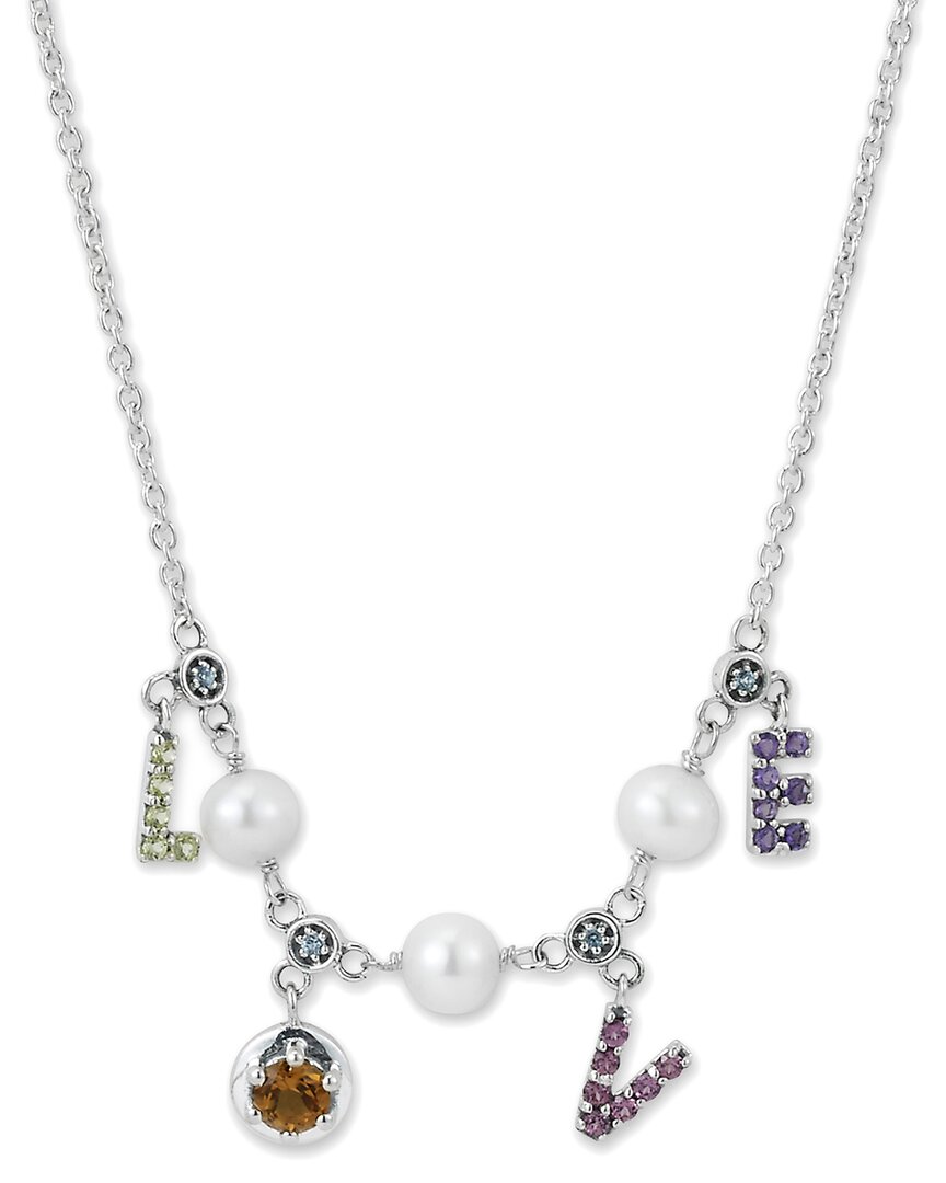 Samuel B. Silver 3.69 Ct. Tw. Gemstone Love Necklace In Metallic