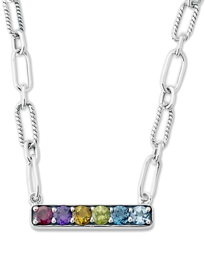 Samuel B. Sterling Silver Semiprecious Stone Bar Pendant Necklace In Metallic