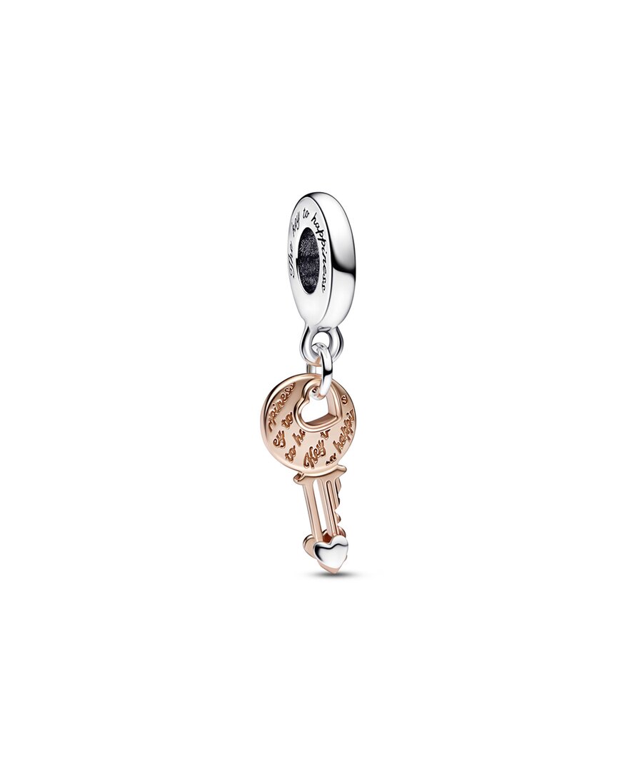 Pandora Moments 14k Rose Gold Plated & Silver Key & Heart Dangle Charm